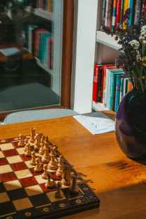 a chessboard on the table